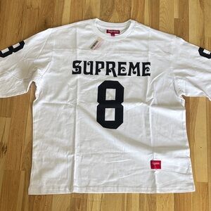 Supreme Affiliated L/S Football Top White and Black Number 8 Top
